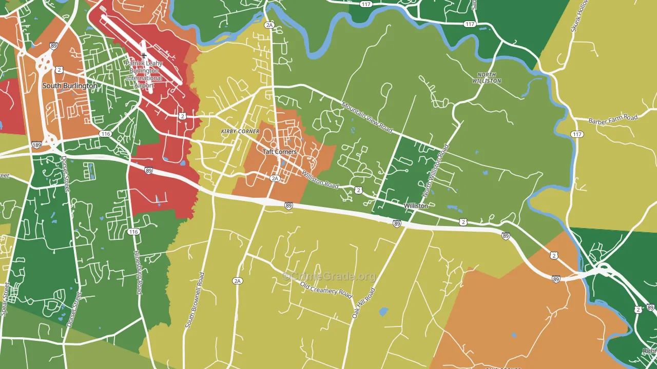 Williston, VT Map of Robbery Rates