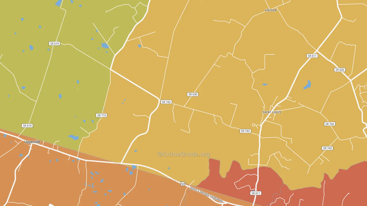 Willisville, VA Map of Robbery Rates
