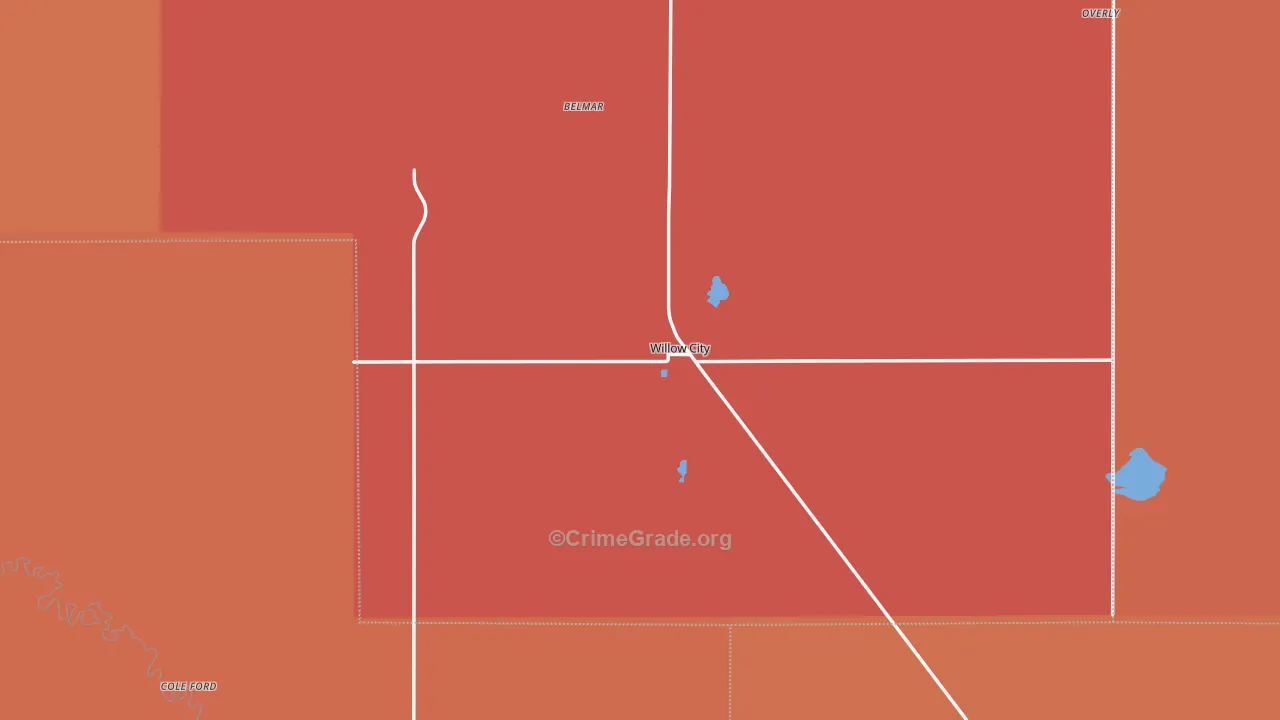 Willow City, ND Map of Robbery Rates