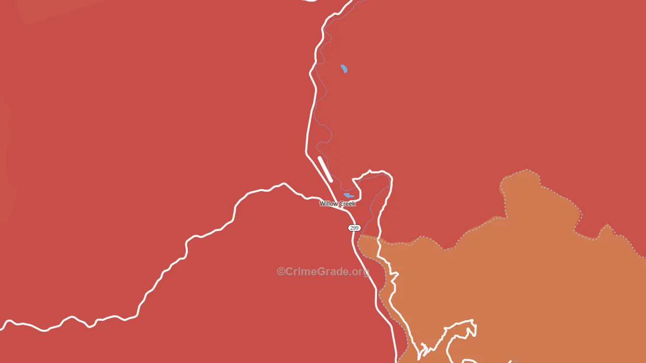 Willow Creek, CA Map of Robbery Rates