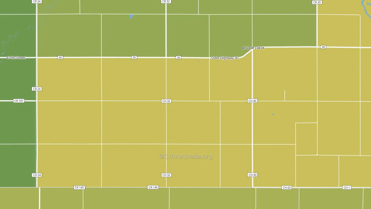 Willow Creek, MN Map of Robbery Rates
