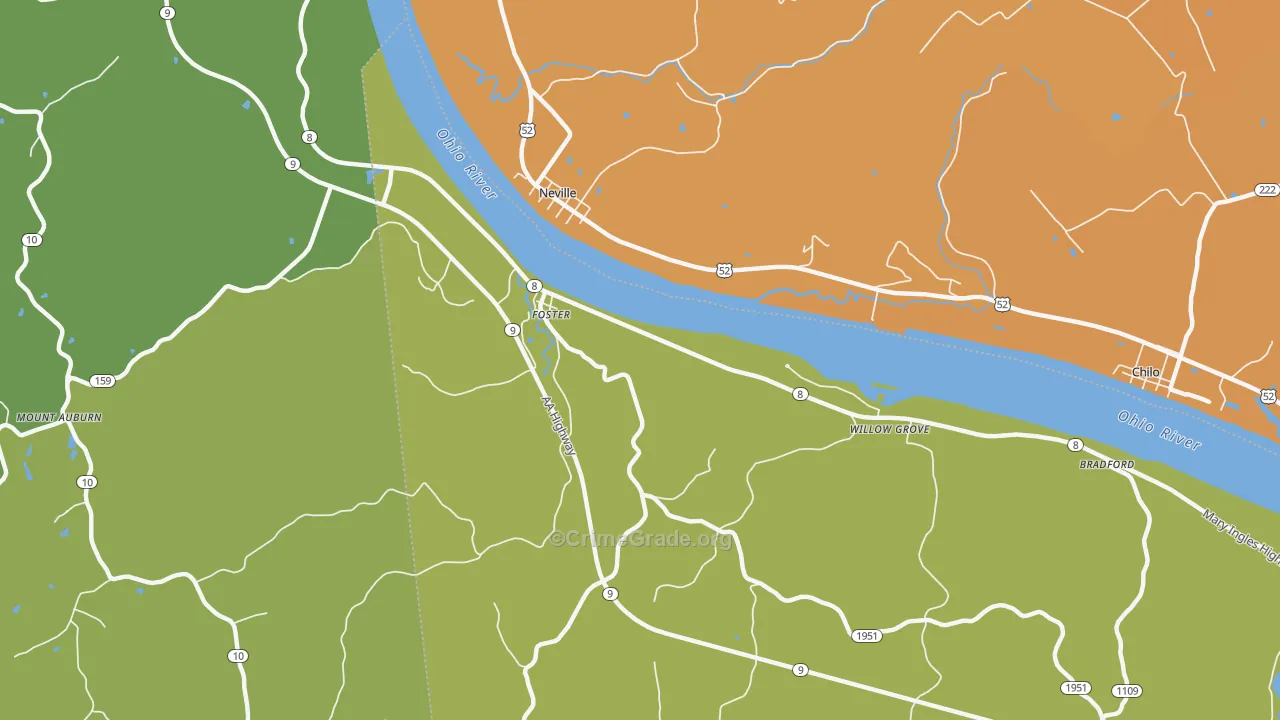 Willow Grove, KY Map of Robbery Rates