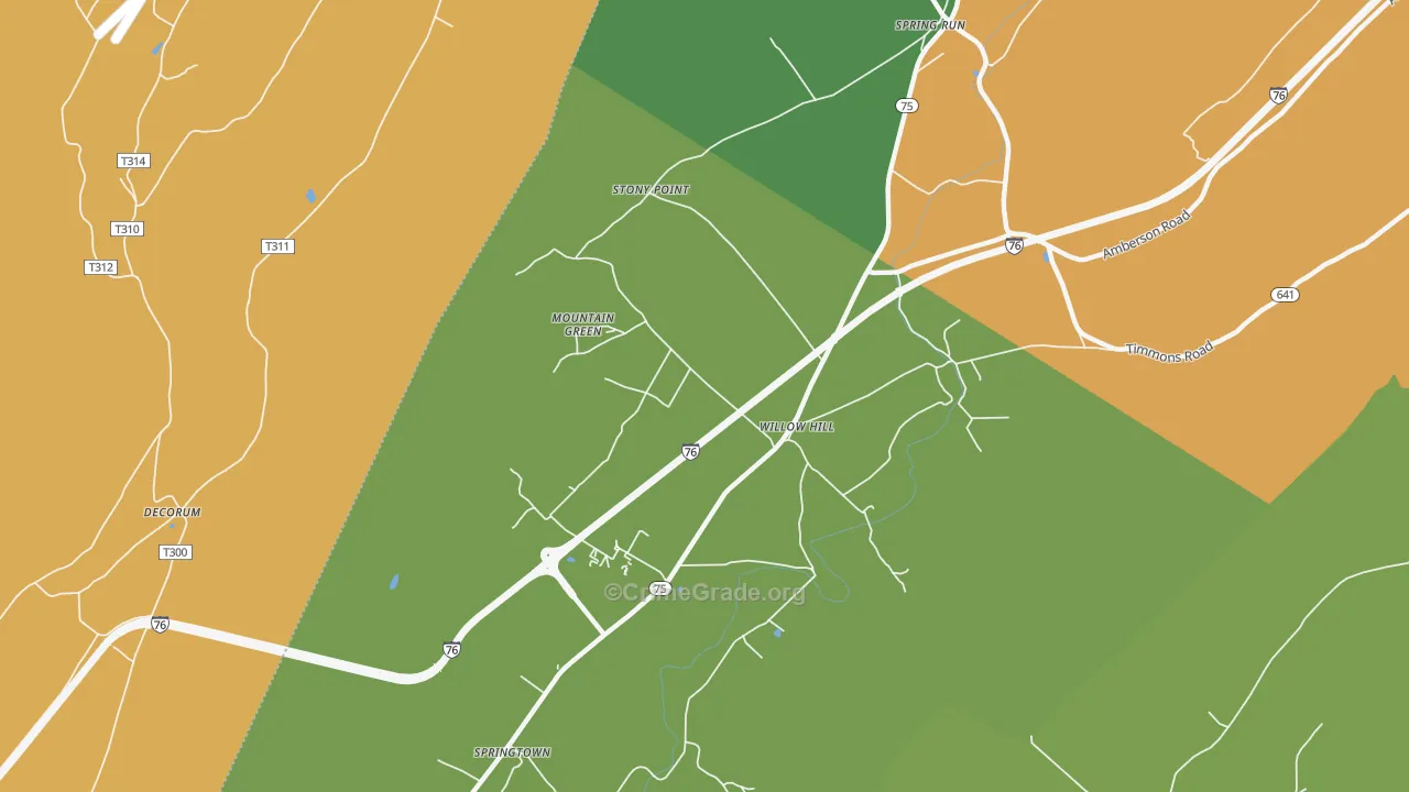 Willow Hill, PA Map of Robbery Rates