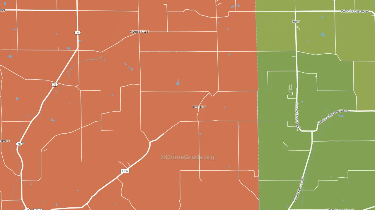 Willow, IL Map of Robbery Rates