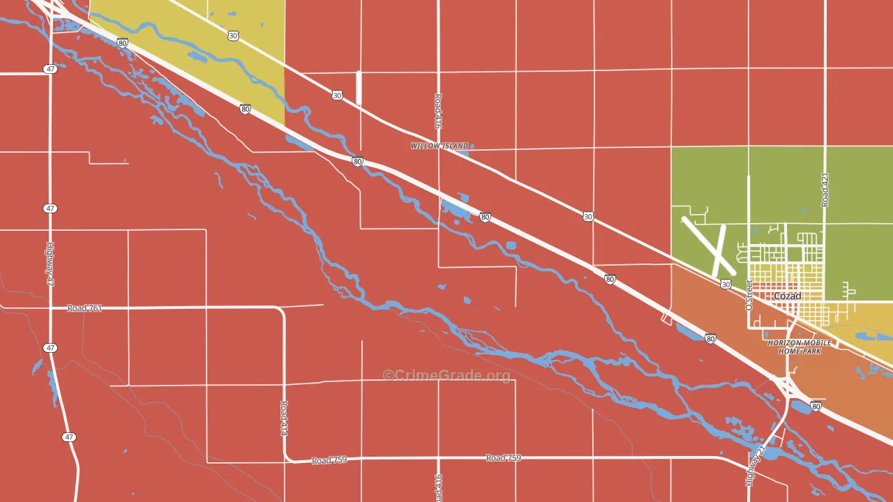 Willow Island, NE Map of Robbery Rates