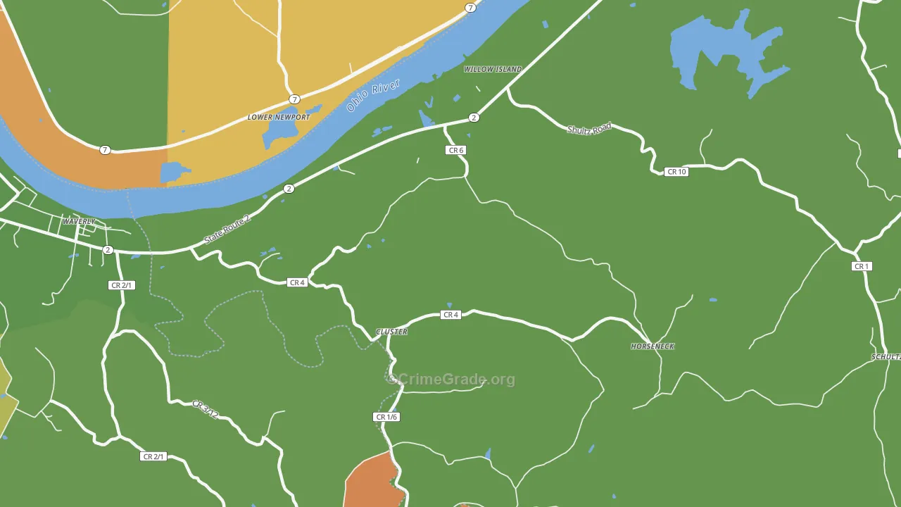 Willow Island, WV Map of Robbery Rates