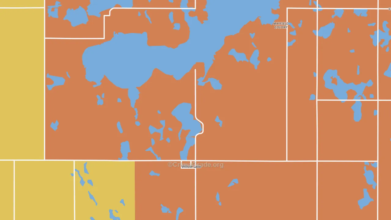 Willow Lake, SD Map of Robbery Rates