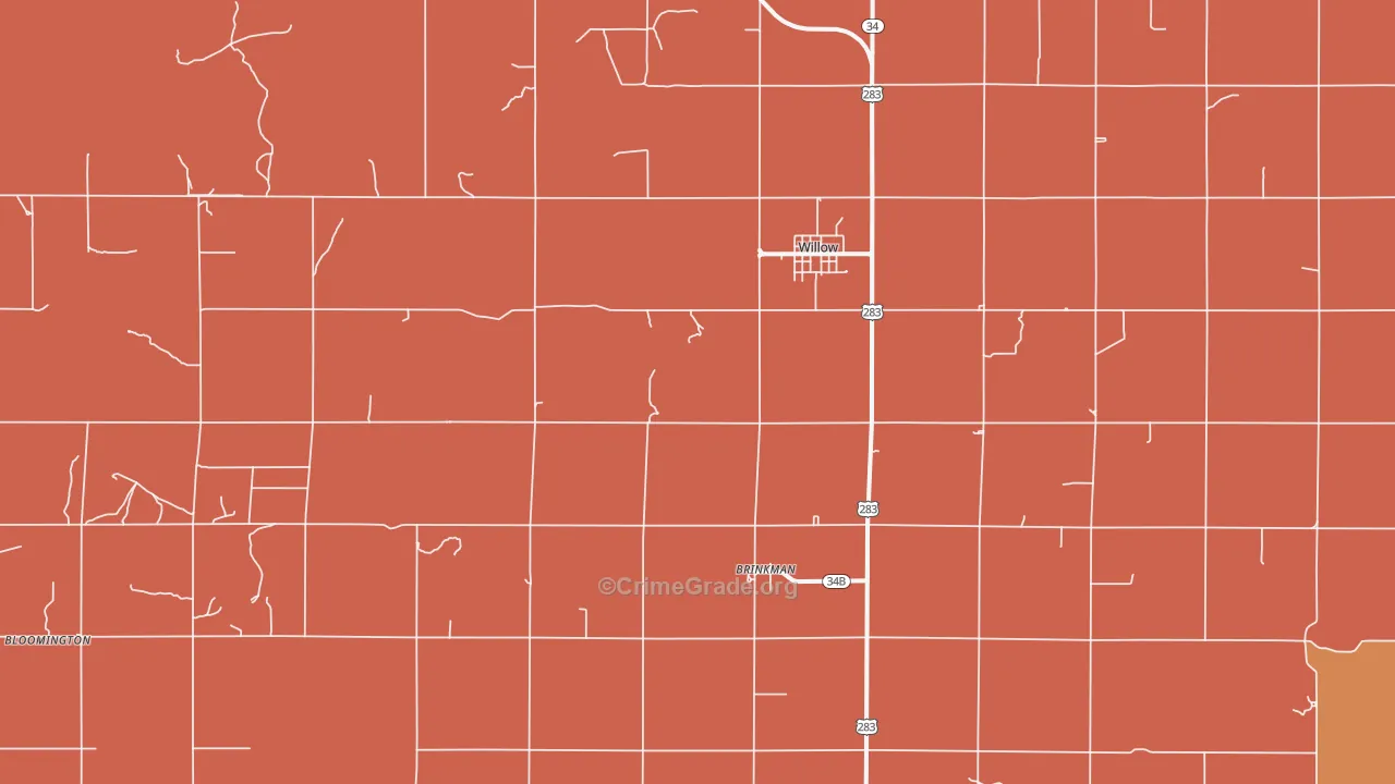 Willow, OK Map of Robbery Rates