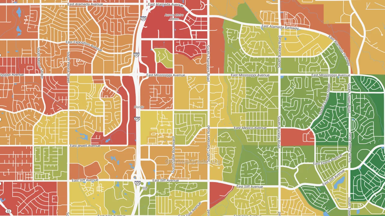 Willow Park, Aurora, CO Map of Robbery Rates