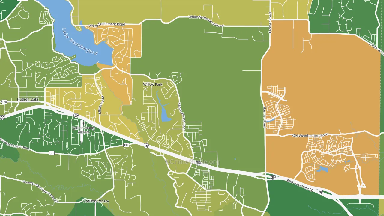 Willow Park, TX Map of Robbery Rates
