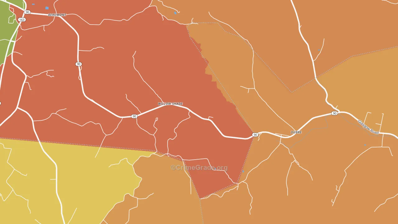 Willow Shade, KY Map of Robbery Rates