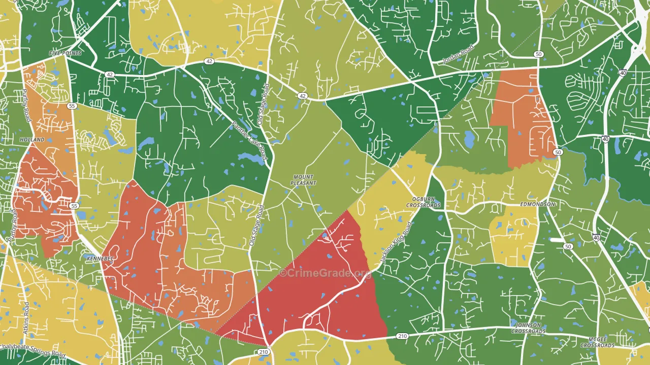 Willow Spring, NC Map of Robbery Rates