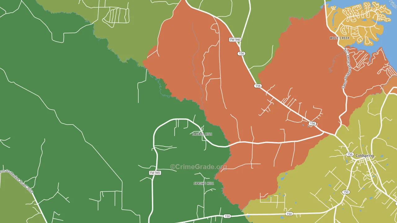 Willow Springs, TX Map of Robbery Rates