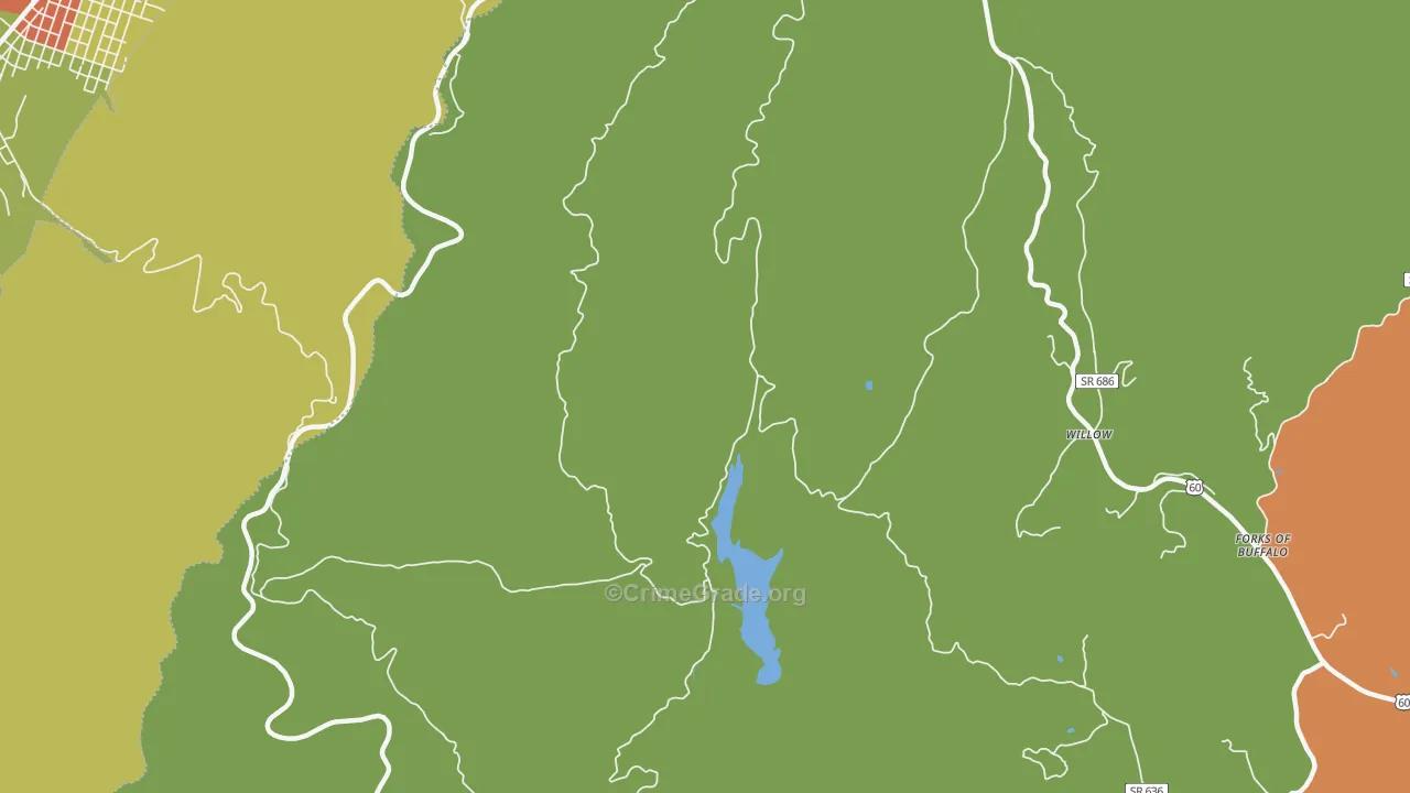 Willow, VA Map of Robbery Rates