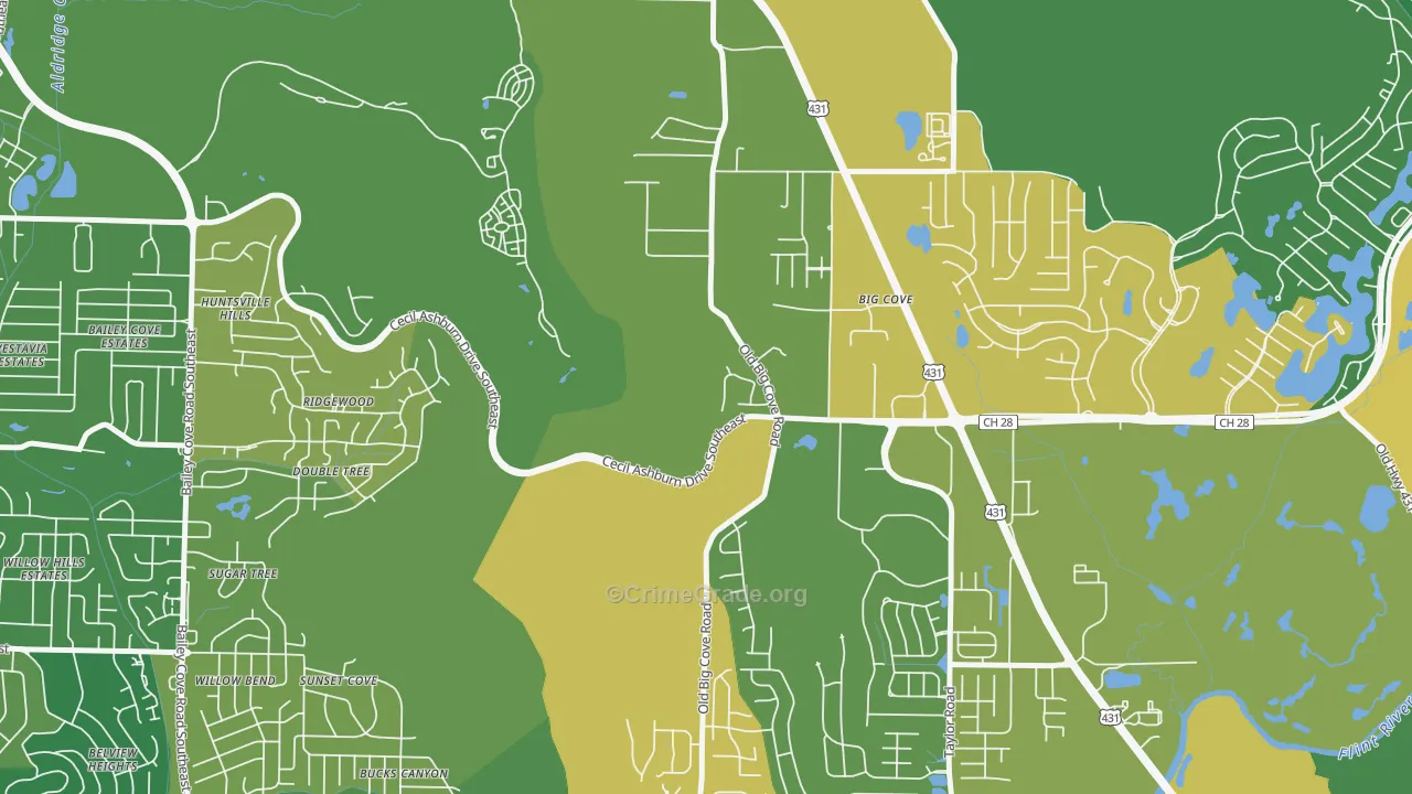 Willowbrook, AL Map of Robbery Rates