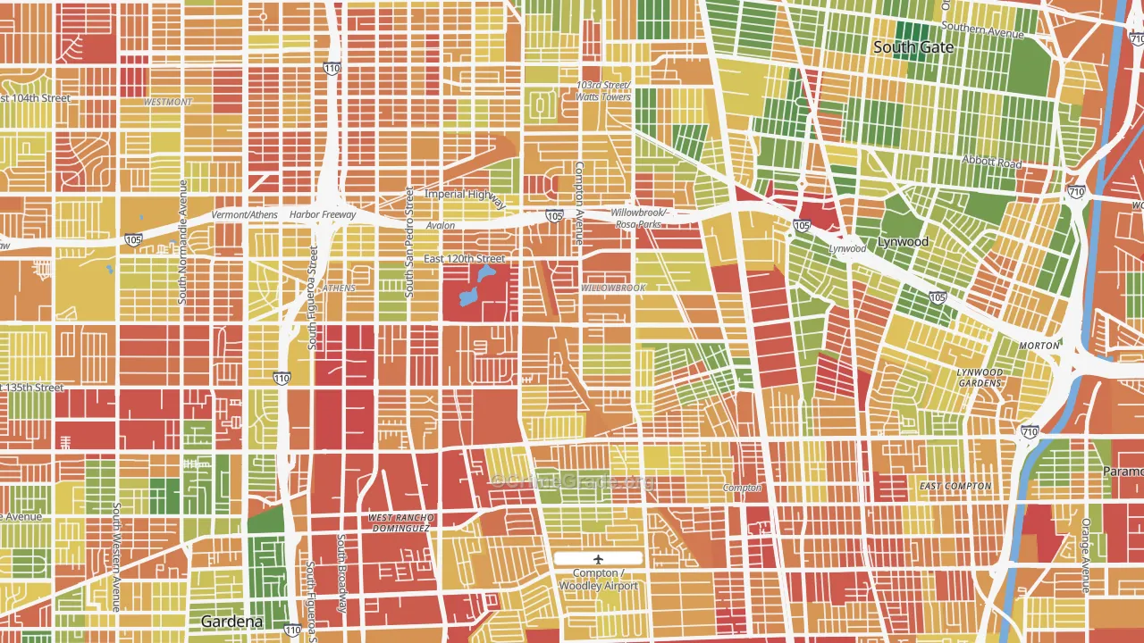 Willowbrook, CA Map of Robbery Rates