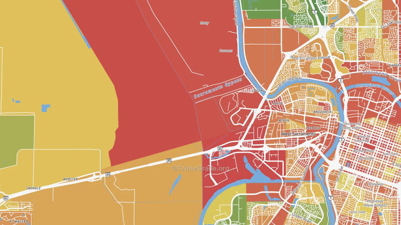 Willowcreek, Sacramento, CA Map of Robbery Rates