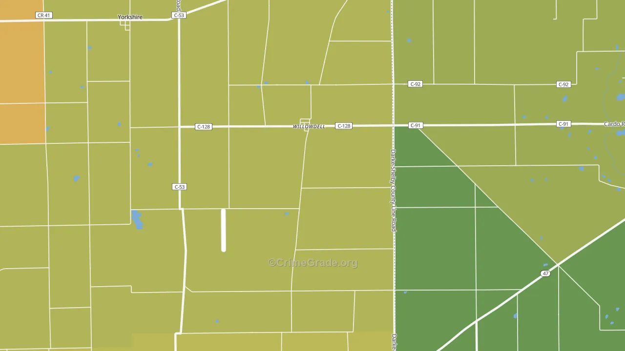 Willowdell, OH Map of Robbery Rates