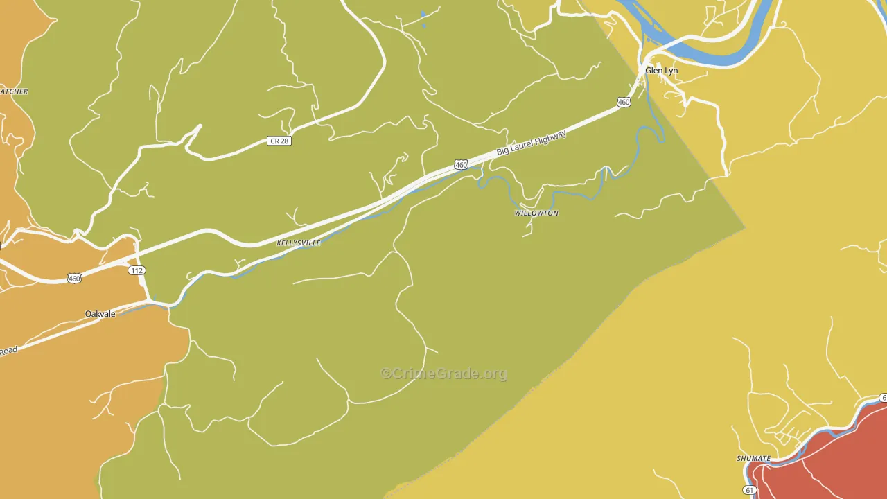 Willowton, WV Map of Robbery Rates