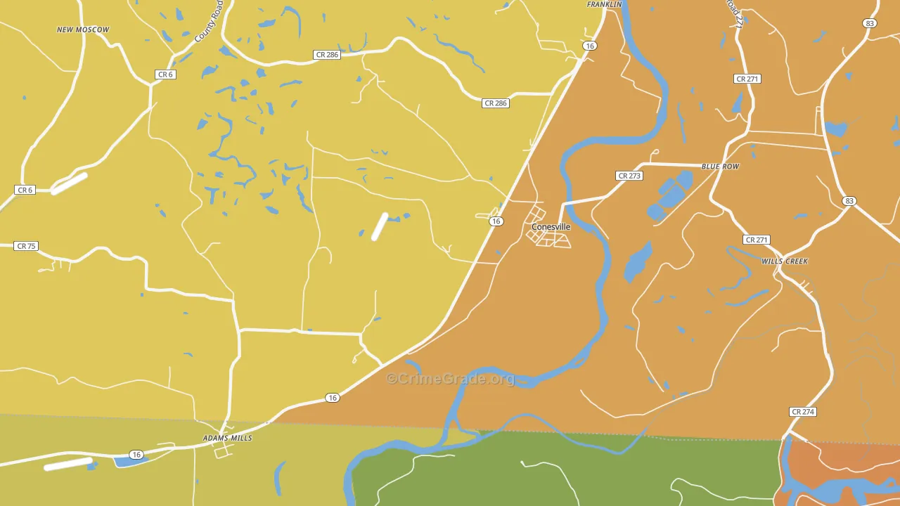 Wills Creek, OH Map of Robbery Rates