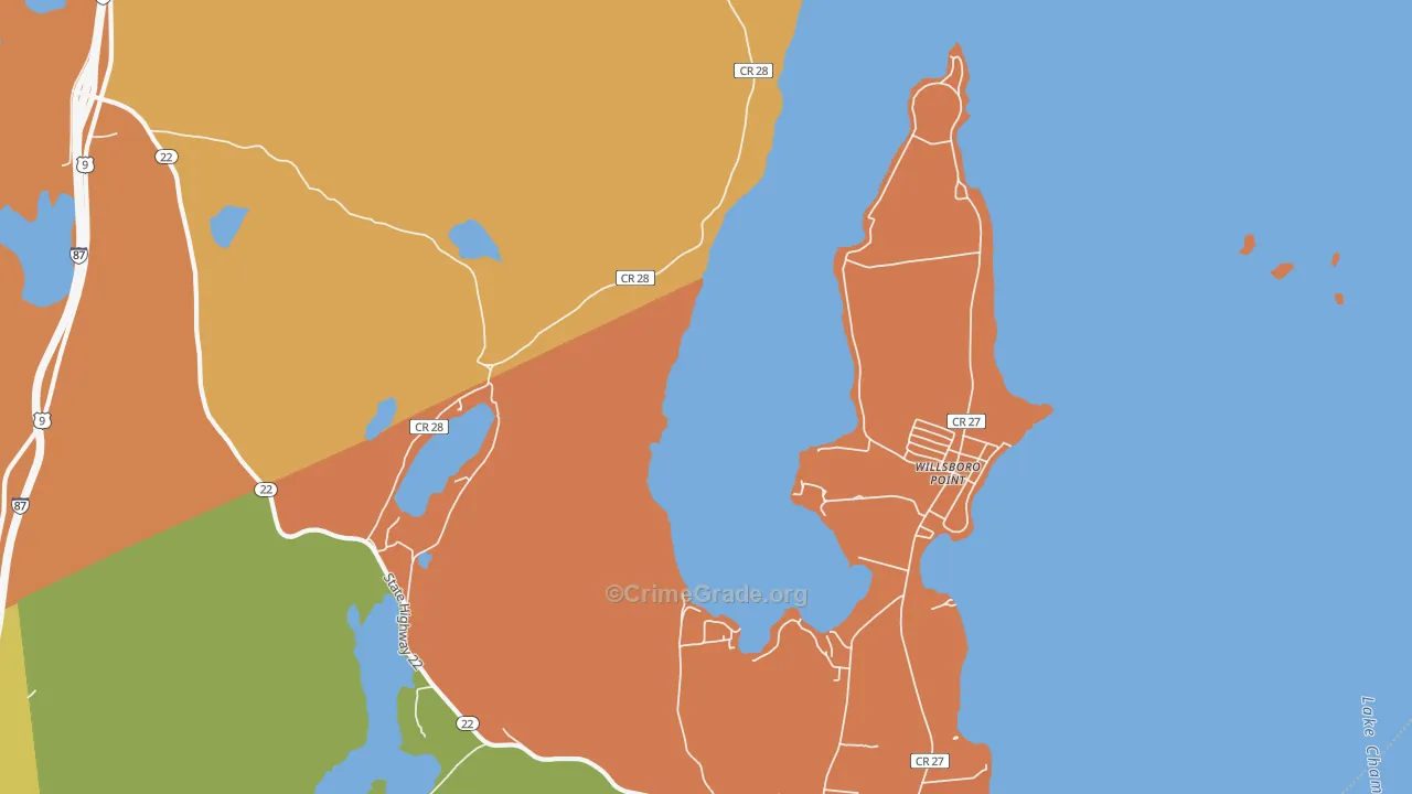 Willsboro Point, NY Map of Robbery Rates