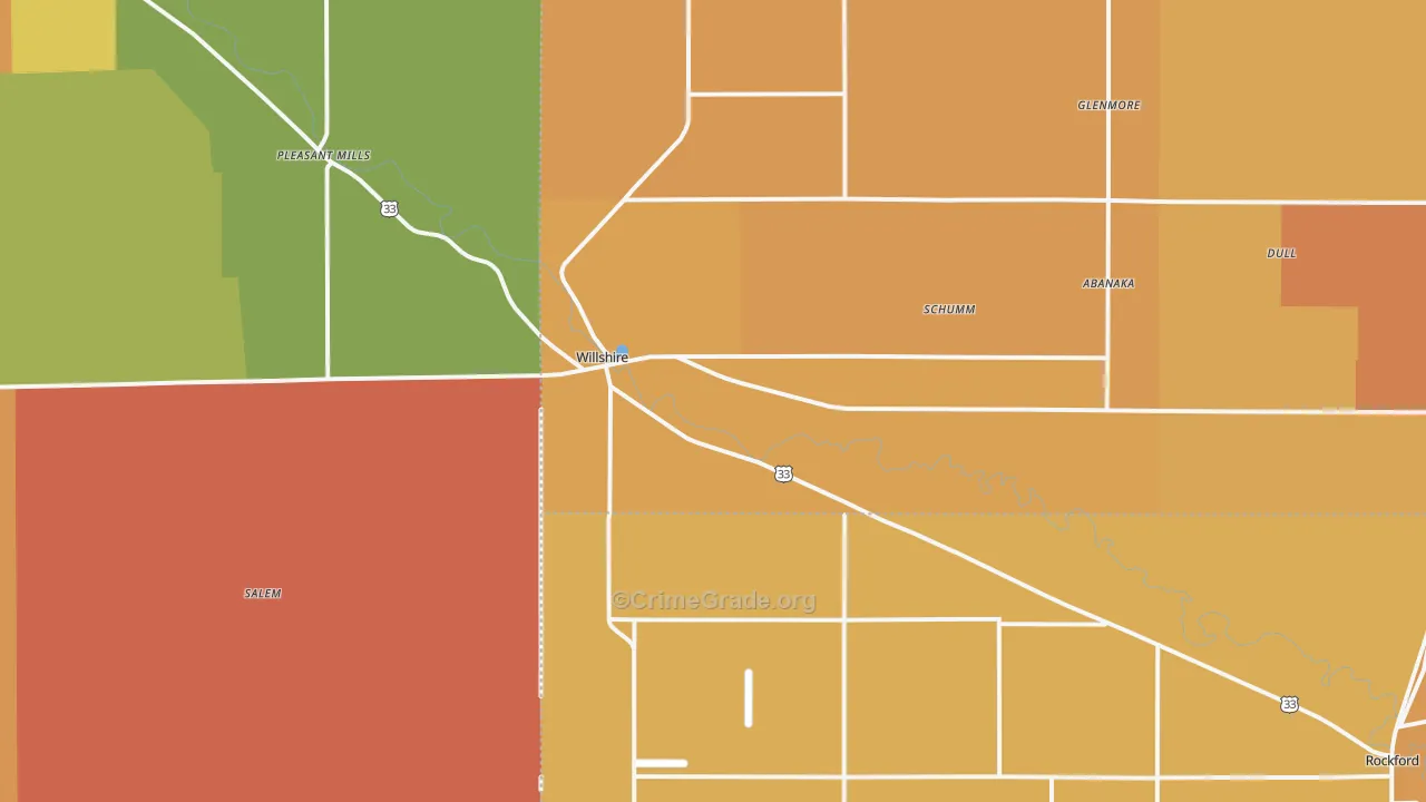 Willshire, OH Map of Robbery Rates