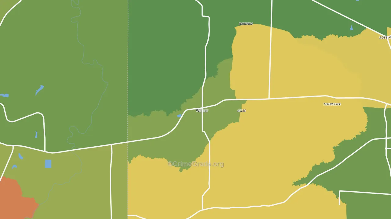 Wilmar, AR Map of Robbery Rates