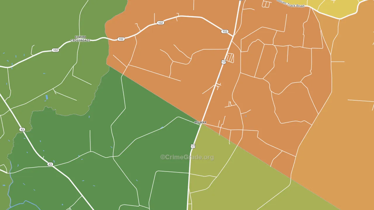 Wilmar, NC Map of Robbery Rates