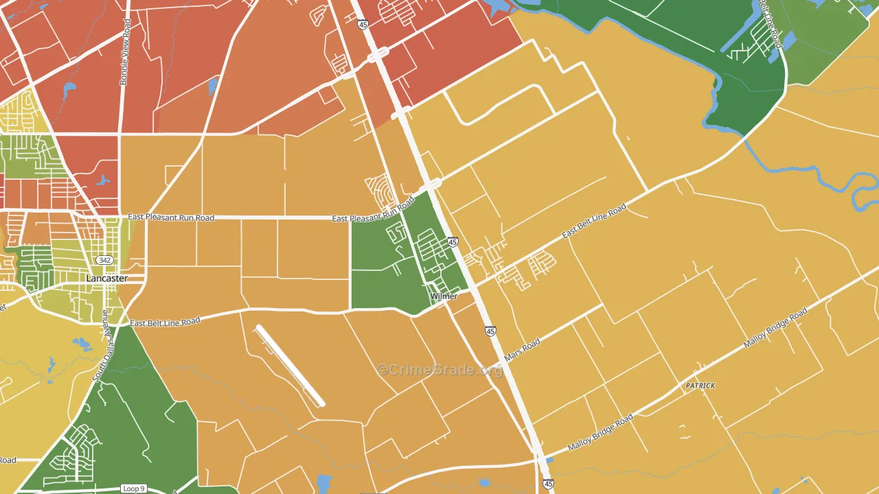 Wilmer, TX Map of Robbery Rates