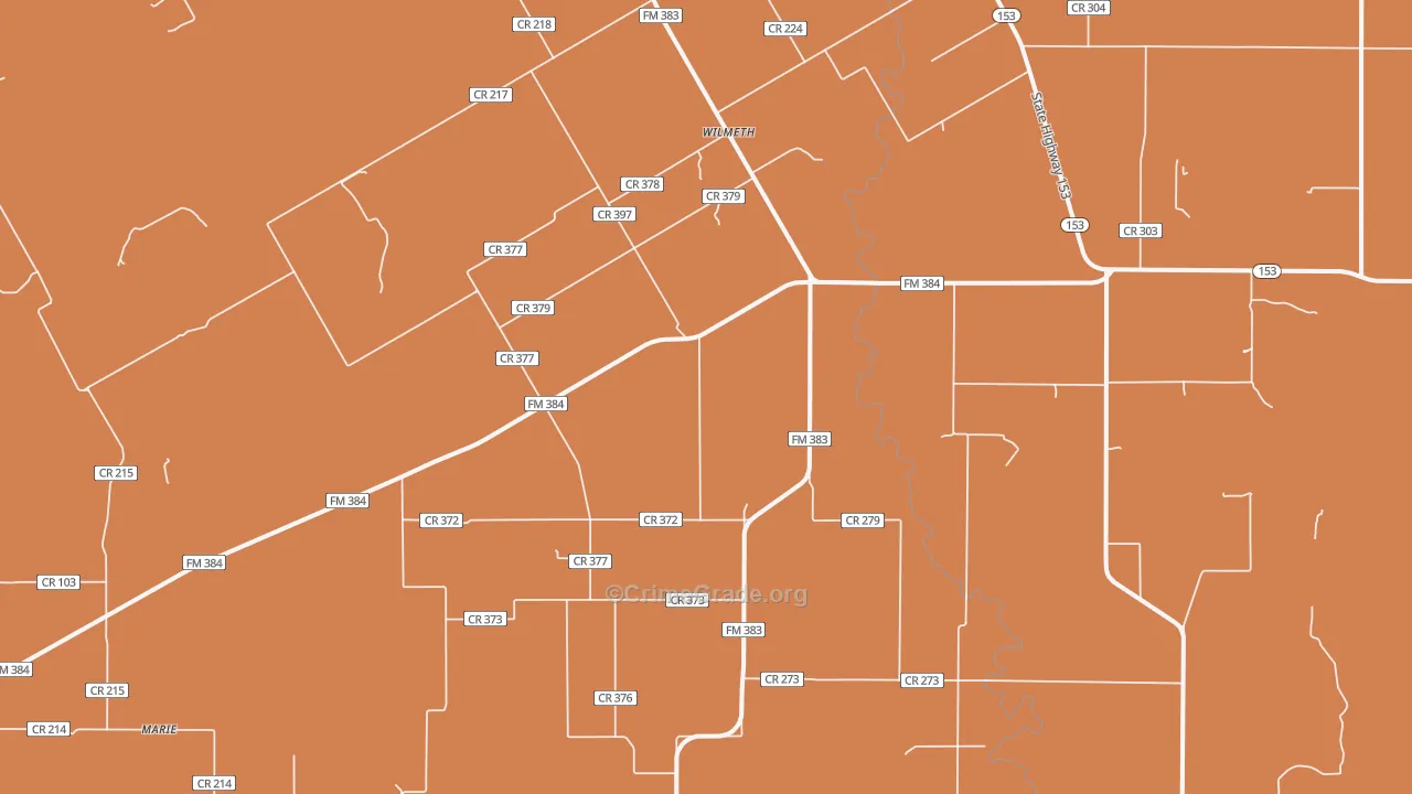 Wilmeth, TX Map of Robbery Rates