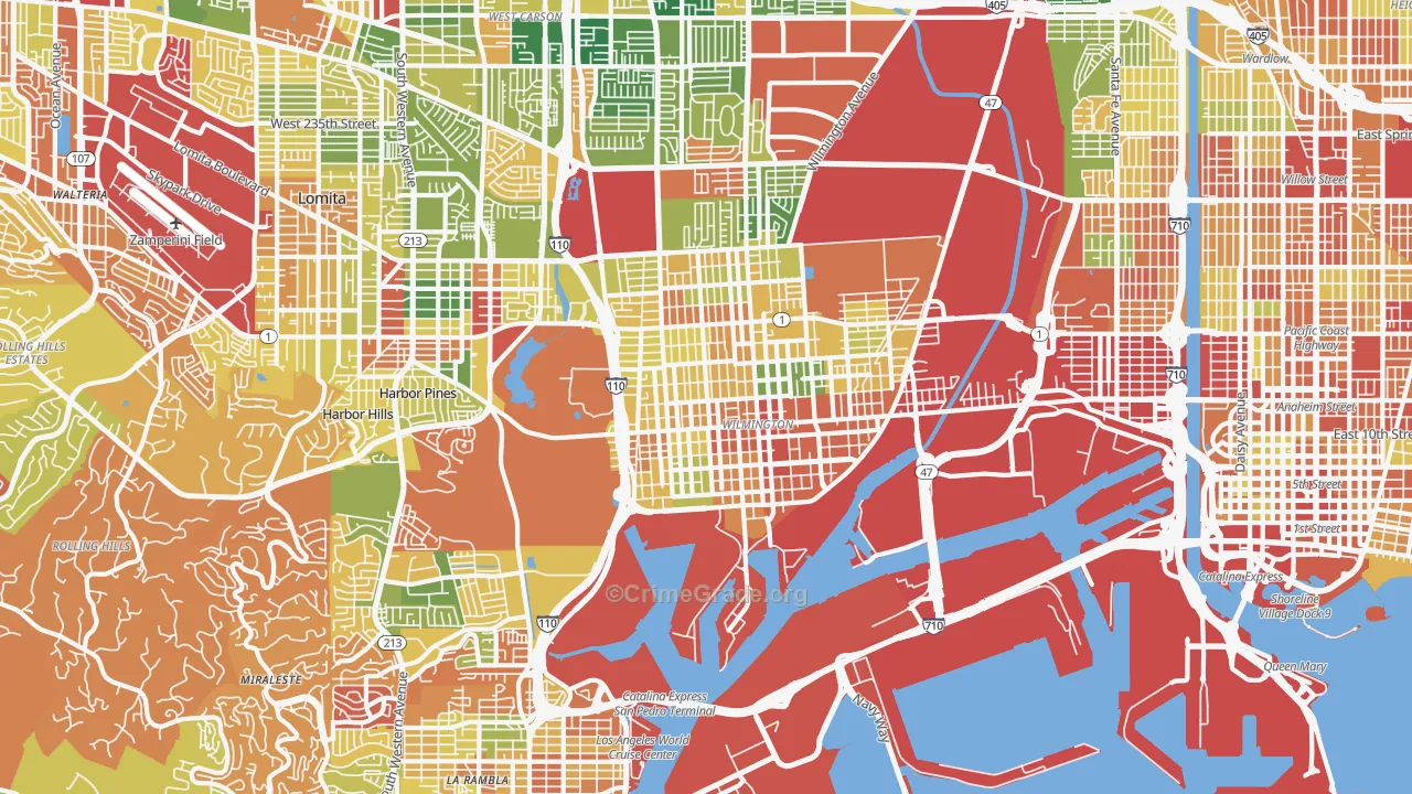 Wilmington, CA Map of Robbery Rates