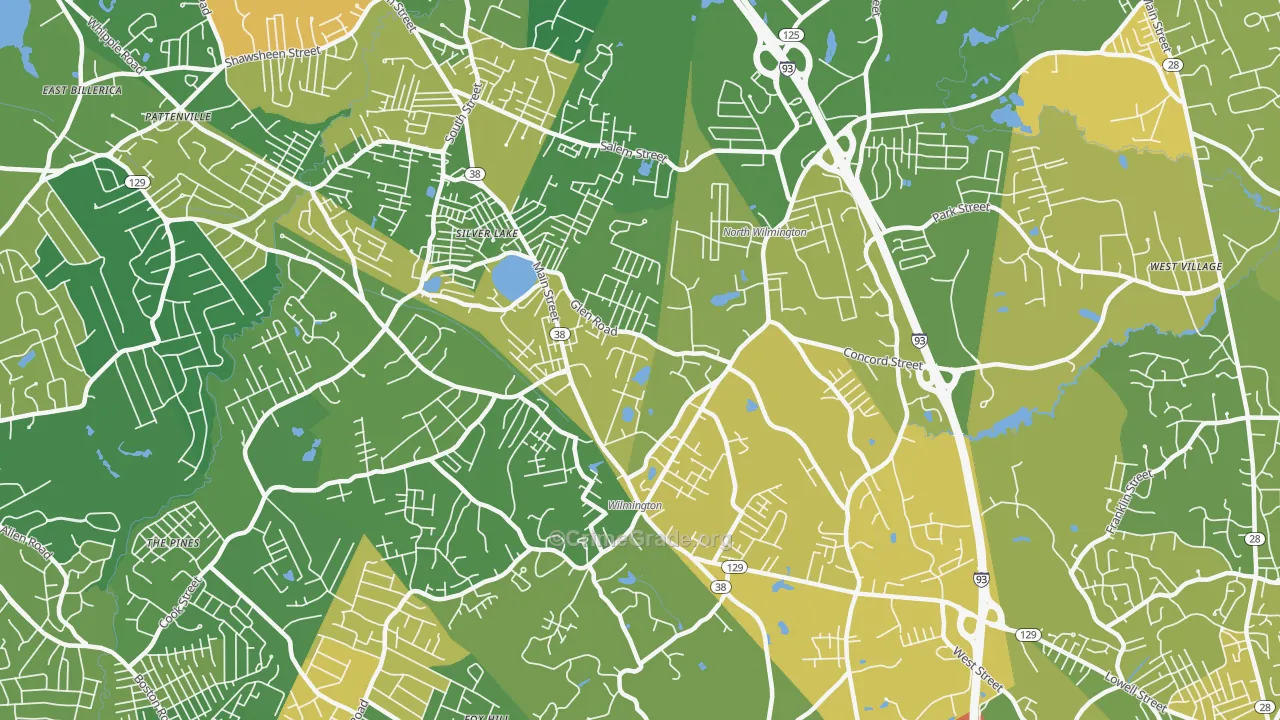 Wilmington, MA Map of Robbery Rates