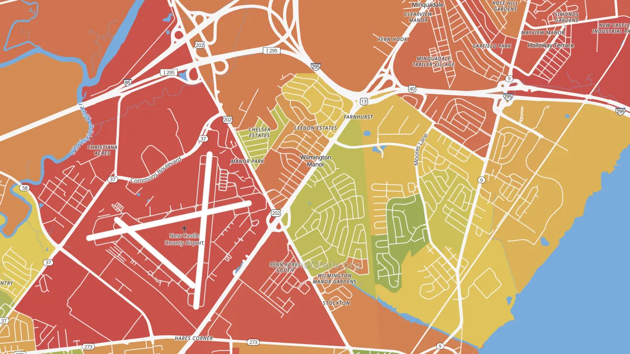 Wilmington Manor, DE Map of Robbery Rates