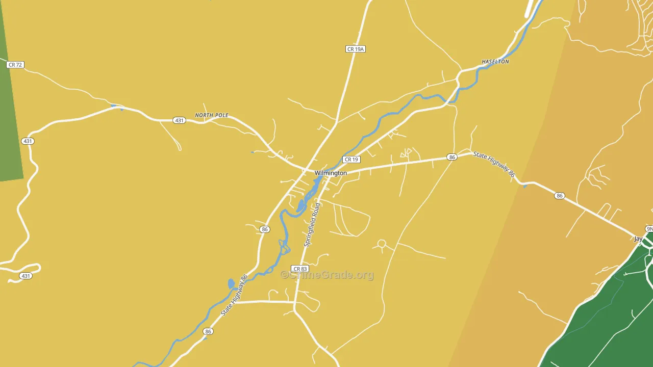 Wilmington, NY Map of Robbery Rates