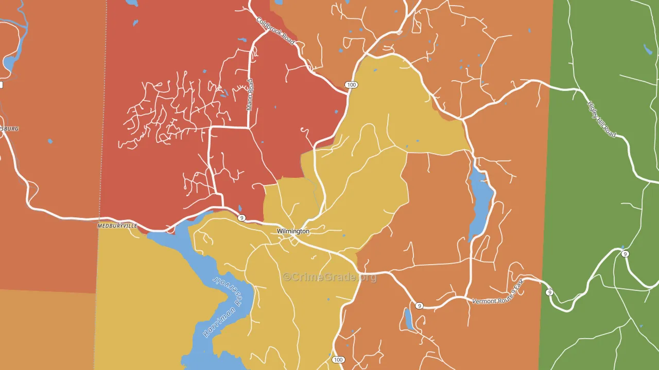 Wilmington, VT Map of Robbery Rates