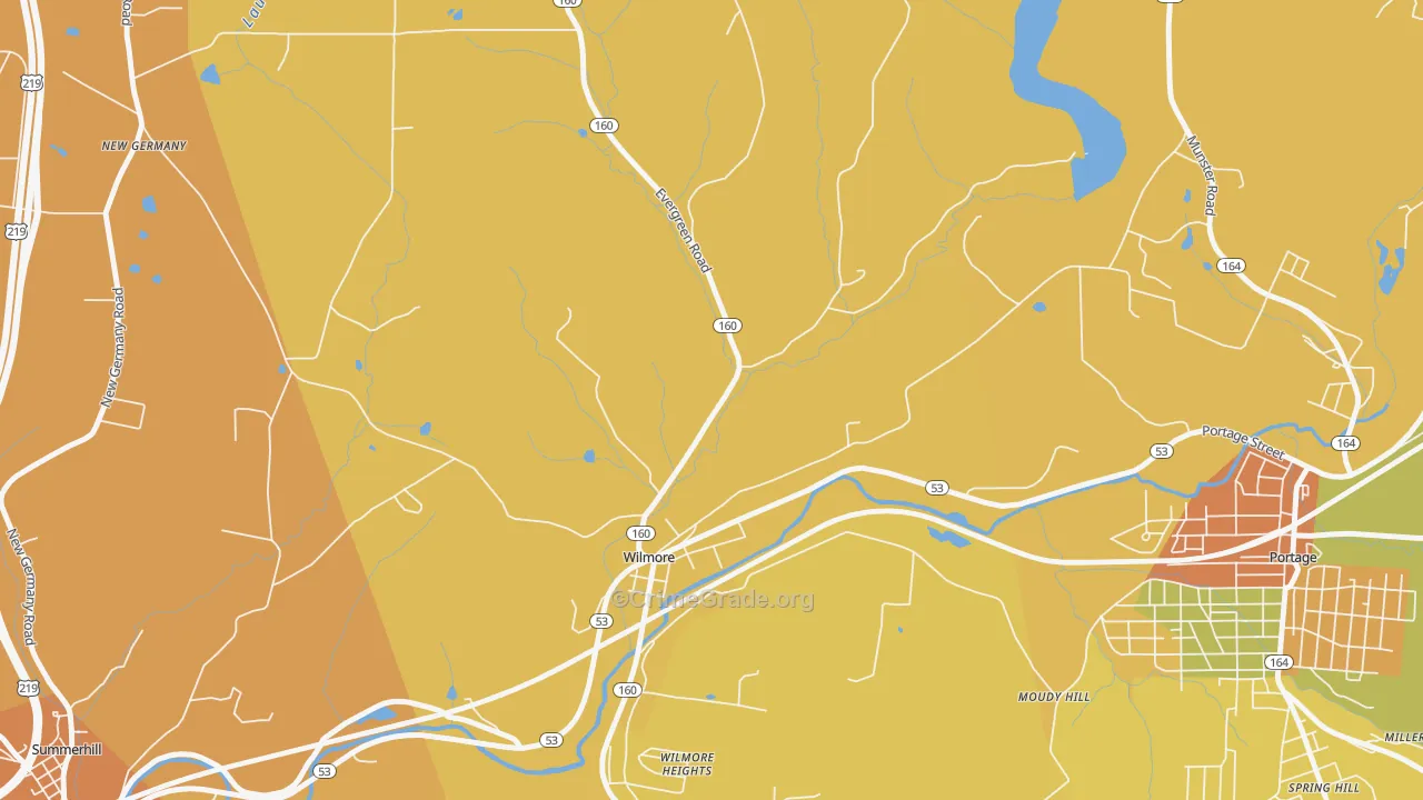 Wilmore, PA Map of Robbery Rates