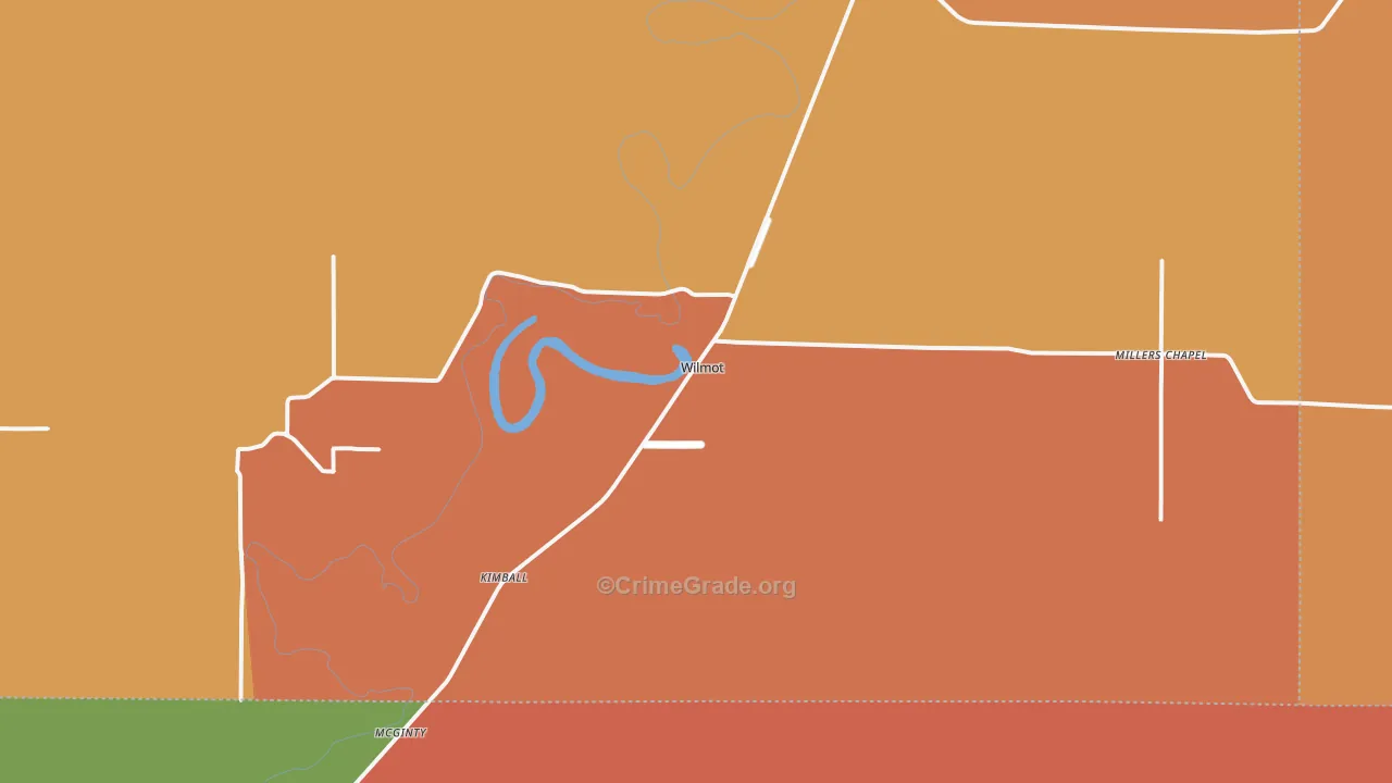 Wilmot, AR Map of Robbery Rates