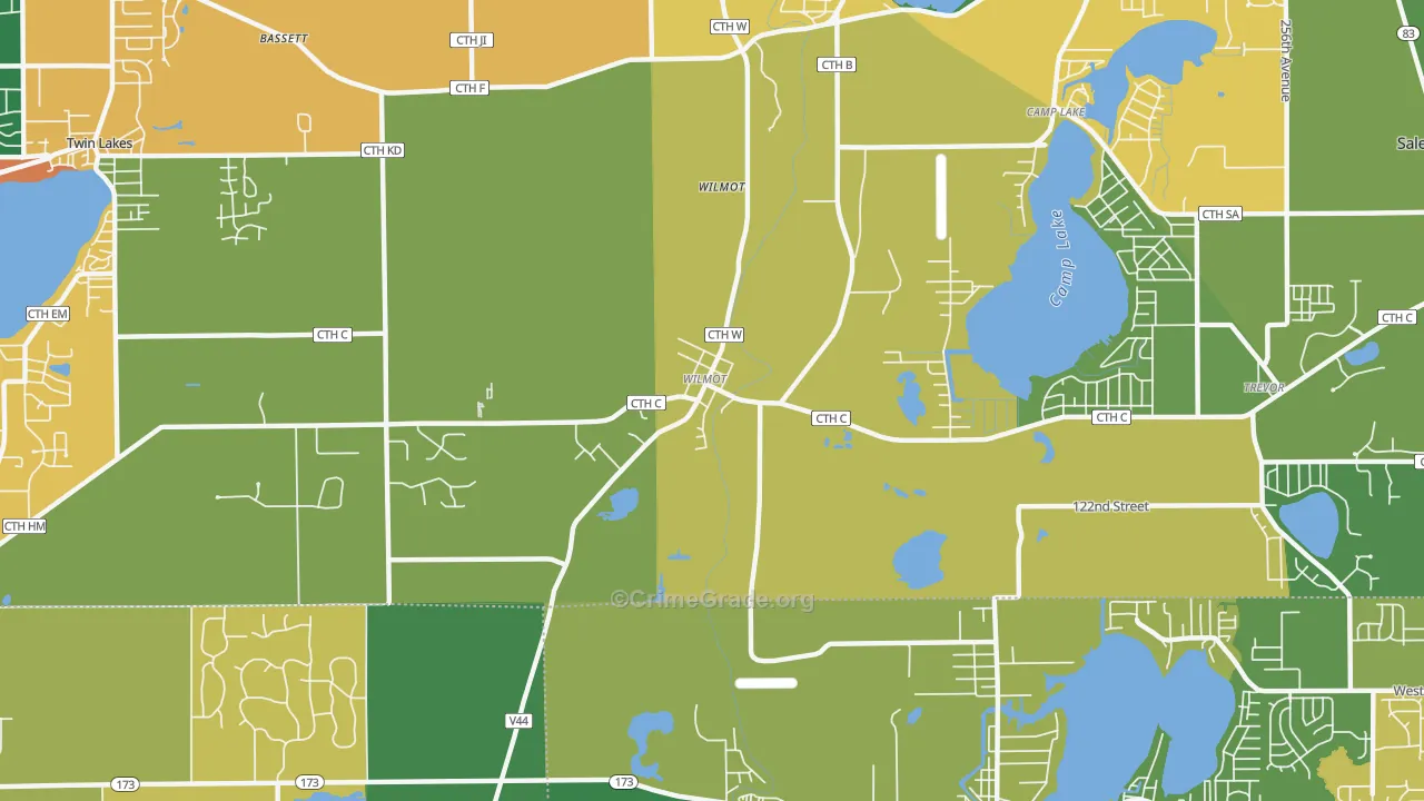 Wilmot, WI Map of Robbery Rates