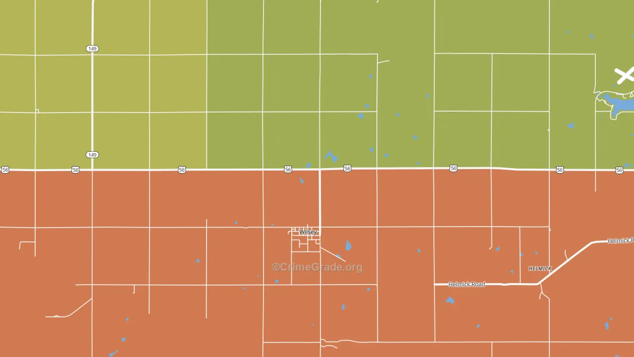 Wilsey, KS Map of Robbery Rates
