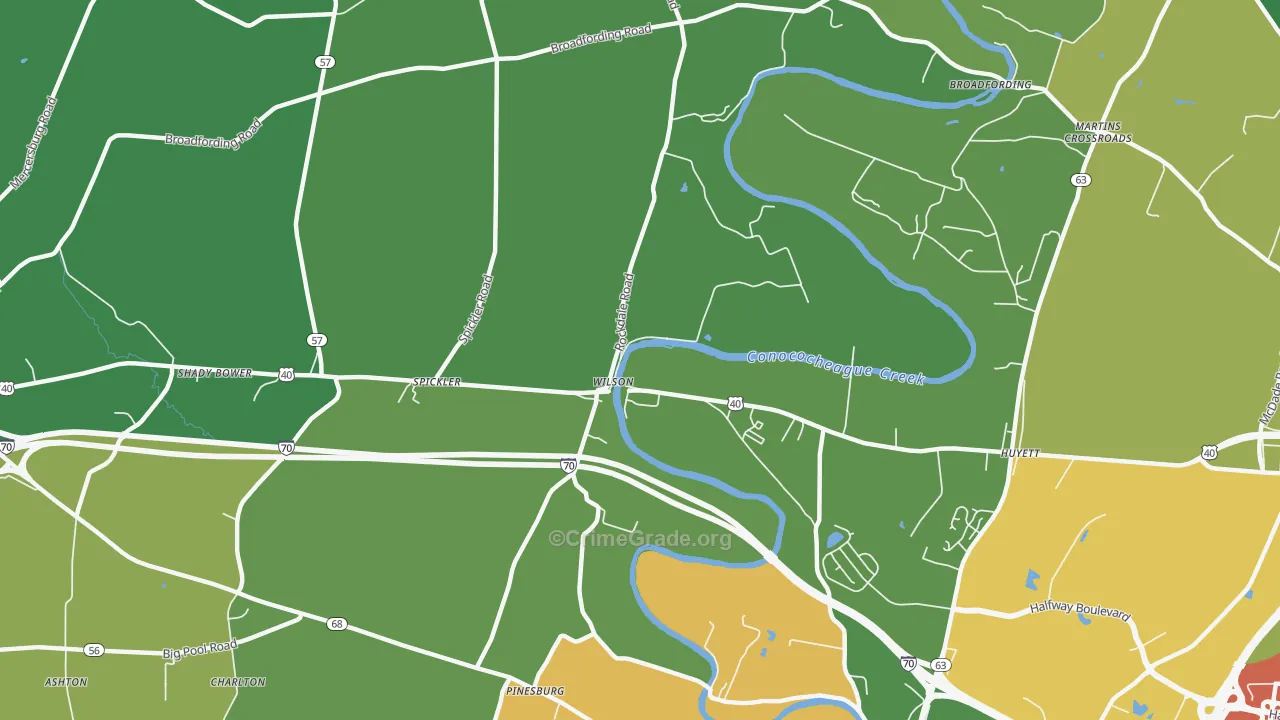 Wilson-Conococheague, MD Map of Robbery Rates