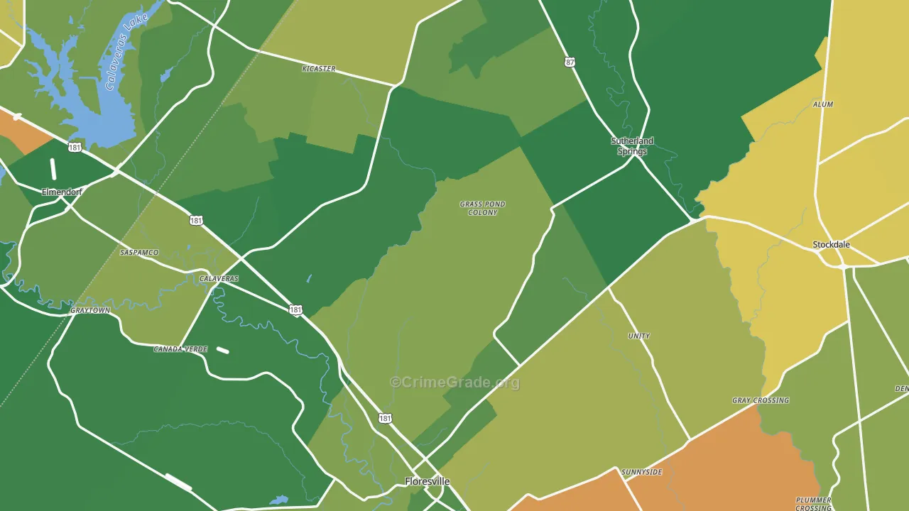 Wilson County, TX Map of Robbery Rates