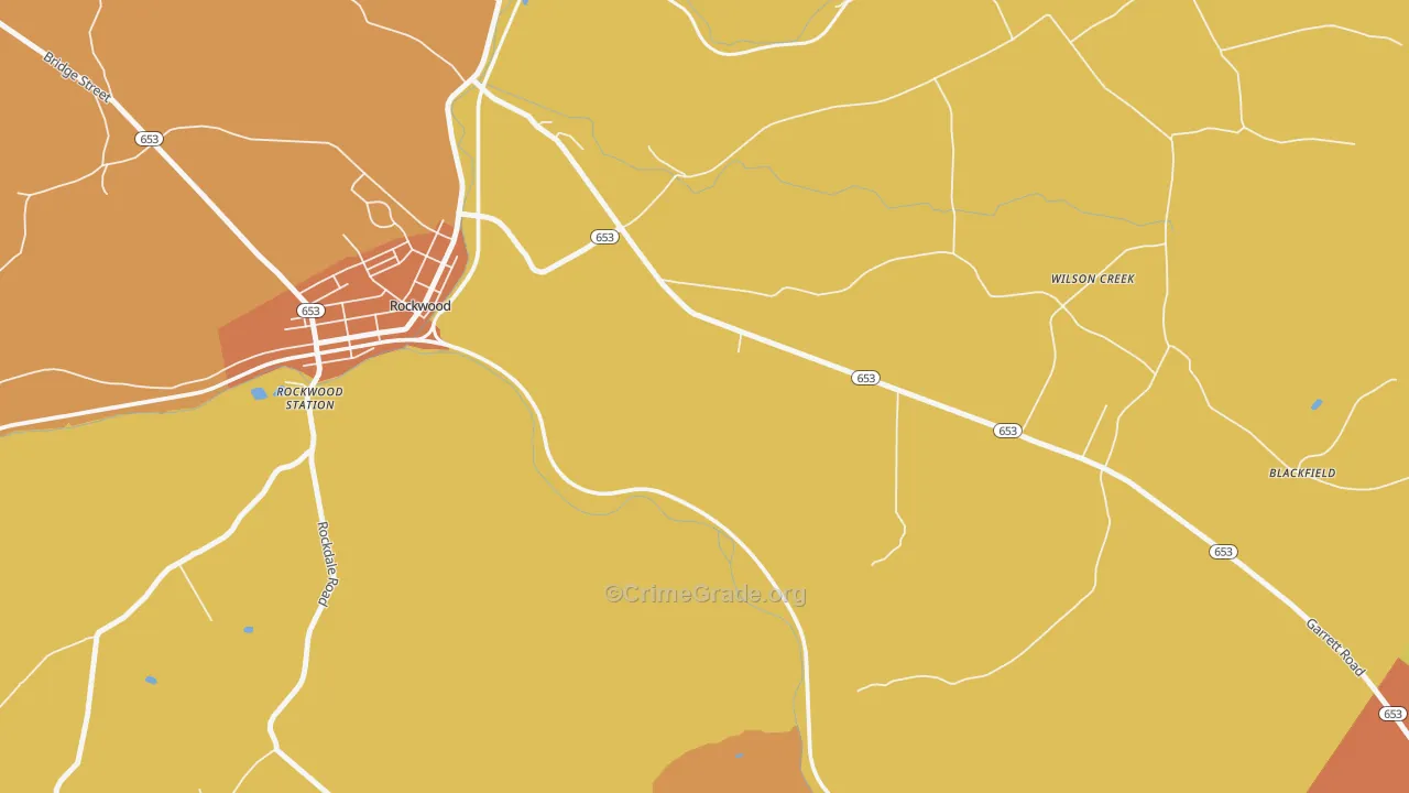Wilson Creek, PA Map of Robbery Rates