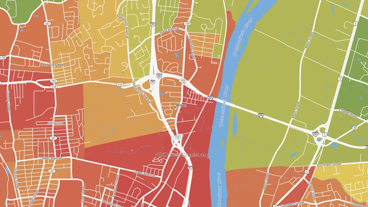 Wilson, CT Map of Robbery Rates