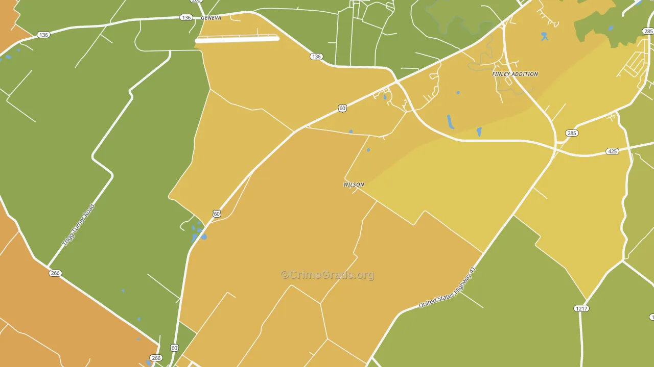Wilson, KY Map of Robbery Rates