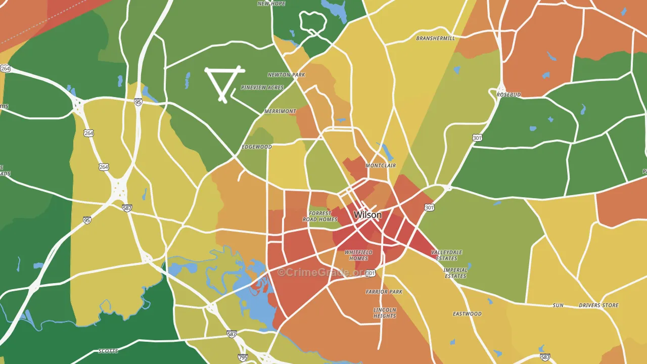 Wilson, NC Map of Robbery Rates
