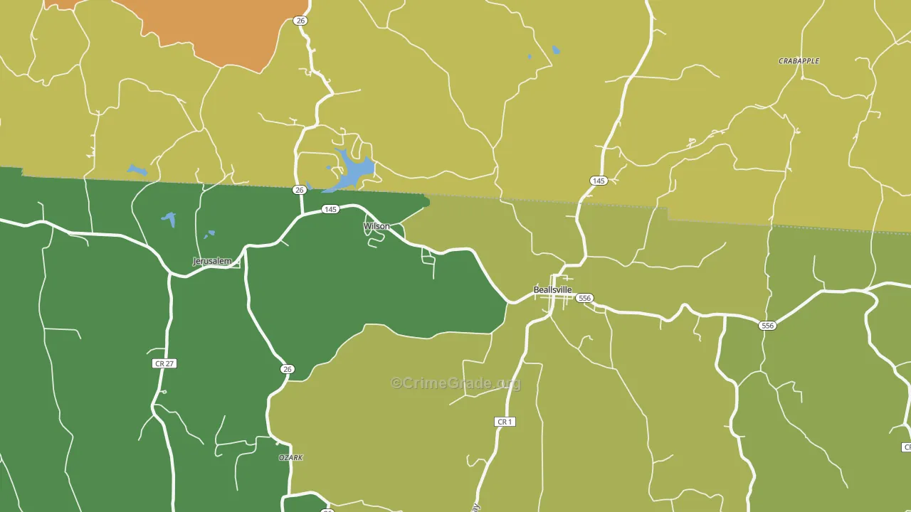 Wilson, OH Map of Robbery Rates
