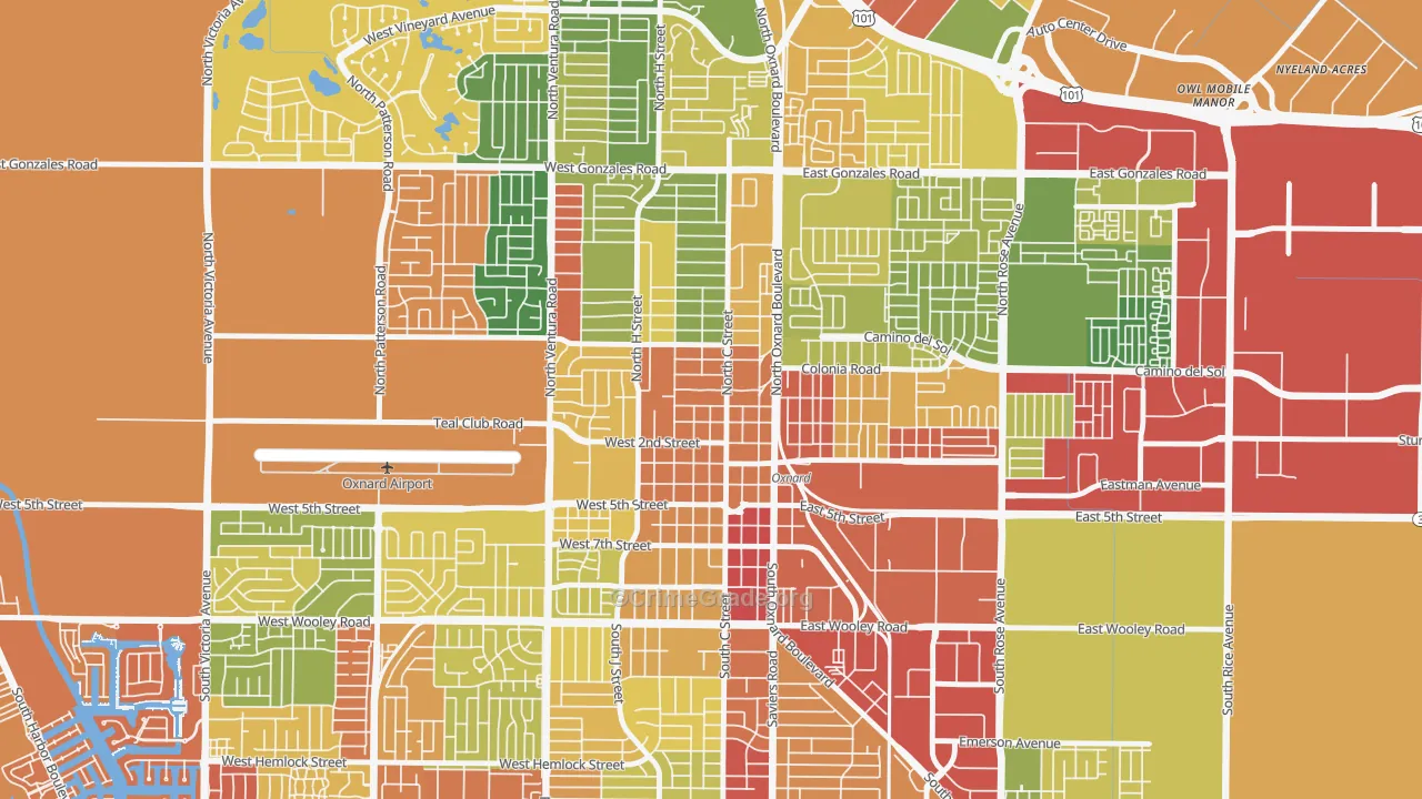 Wilson, Oxnard, CA Map of Robbery Rates