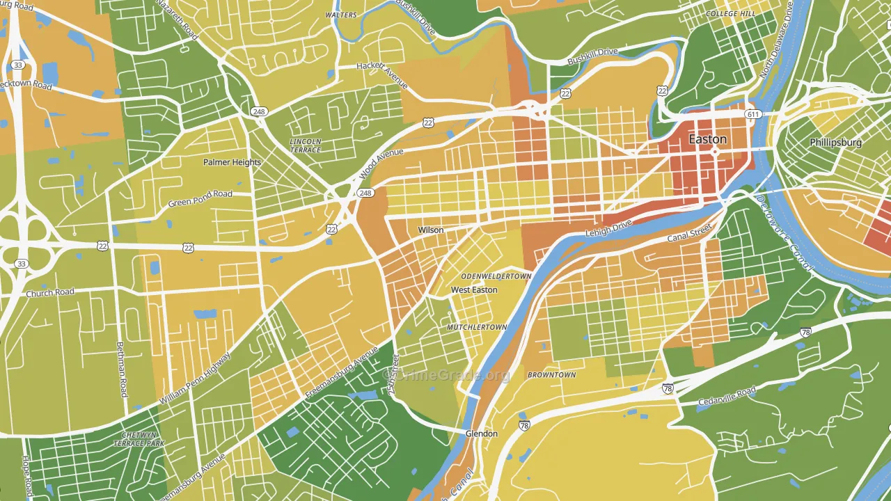 Wilson, PA Map of Robbery Rates