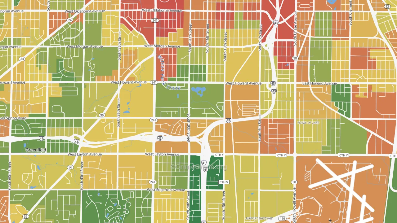 Wilson Park, Milwaukee, WI Map of Robbery Rates