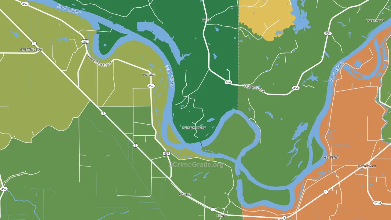 Wilson Point, LA Map of Robbery Rates